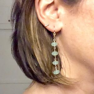Aquamarine stone dangle earrings